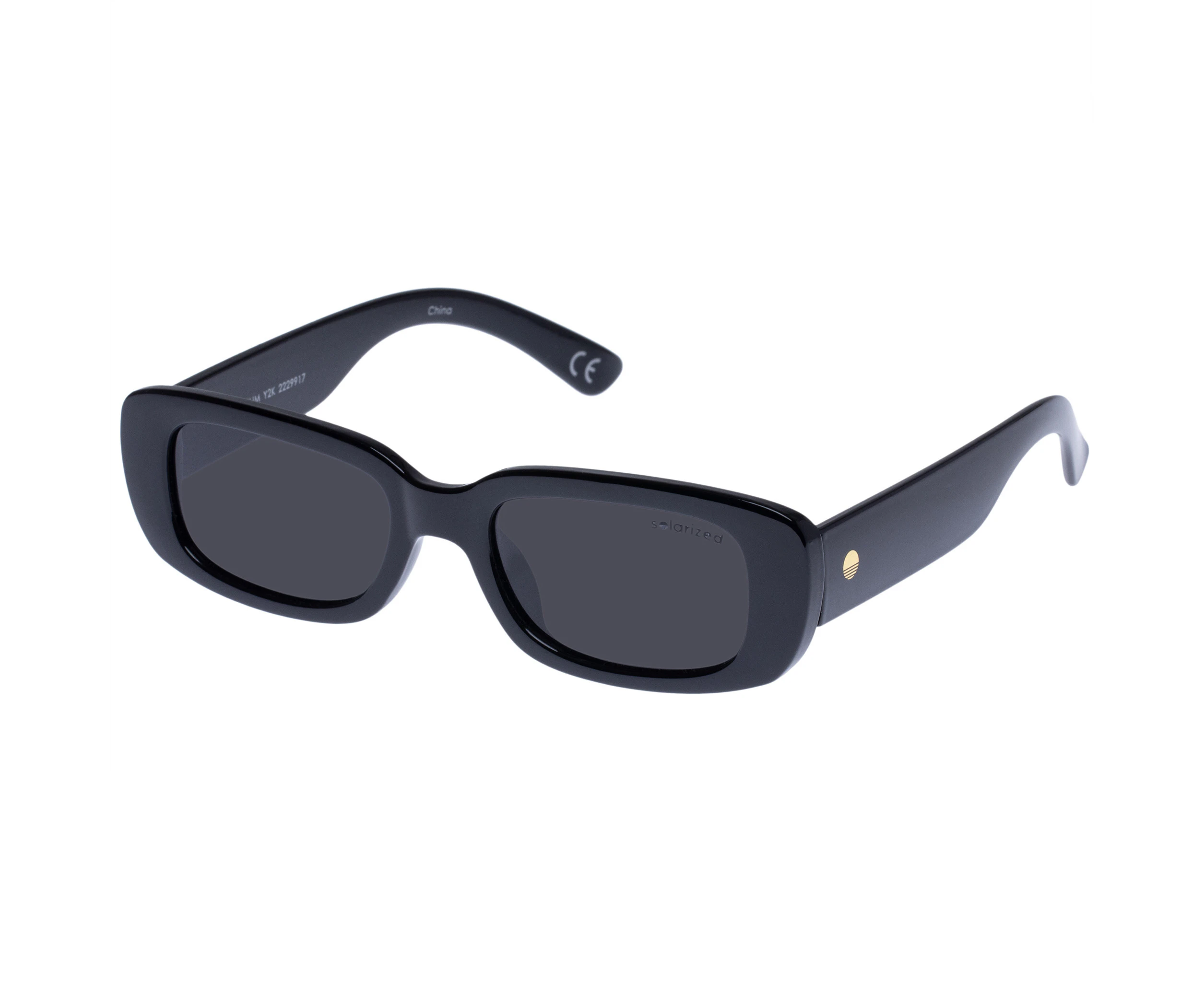 Solarized Slim Y2K Sunglasses Black