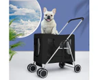 Pawz Pet Stroller Dog Cat Cage Carrier Travel Pushchair Foldable Pram Black - Black
