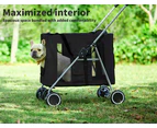 Pawz Pet Stroller Dog Cat Cage Carrier Travel Pushchair Foldable Pram Black - Black