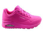 Skechers Womens Uno Neon Nights Memory Foam Shoes - Pink