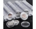 100pcs Coin Storage Box Case 20/25/27/30mm Round Capsules Coin Holder