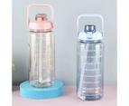 2L Water Bottle Straw Cup Motivational Drink Flask With Time Markings Sports Gym Pink