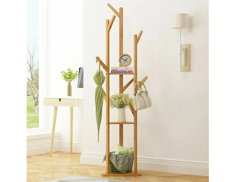Strong Heavy Wooden Garment Rack Stand Hall Tree Clothes Rails