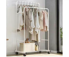 Heavy Duty Metal Double Rail Clothes Garment Hanging Rack Shoe Storage Shelf