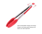 3Pcs 12 inch Silicone Non-slip Food Bread Barbecue BBQ Clip Tongs Kitchen Tools(Red)