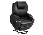 Advwin Massage Chair Electric Lift Recliner Chair PU Leather 8 Point Massage Heating Armchair Lounge Black