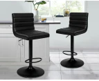 ALFORDSON 2x Bar Stools Kitchen Swivel Chair Leather Gas Lift Ruel ALL BLACK