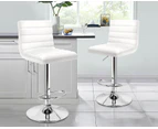 ALFORDSON 2x Bar Stools Ruel Kitchen Swivel Chair Leather Gas Lift WHITE