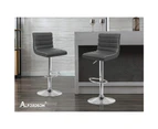 ALFORDSON 2x Bar Stools Kitchen Swivel Chair Leather Gas Lift Ruel GREY