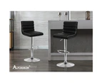 ALFORDSON 2x Bar Stools Kitchen Swivel Chair Leather Gas Lift Ruel BLACK