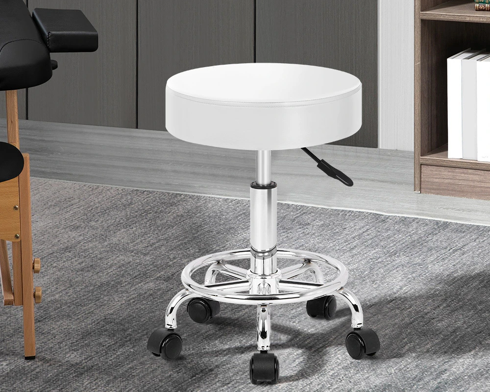 ALFORDSON Salon Stool Round Swivel Barber Hair Dress Chair Gas Lift White