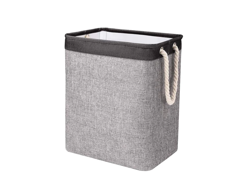 Fufu 65L Collapsible Dirty Clothes Laundry Basket Toy Storage Box Bin with Handles-Black & Gray