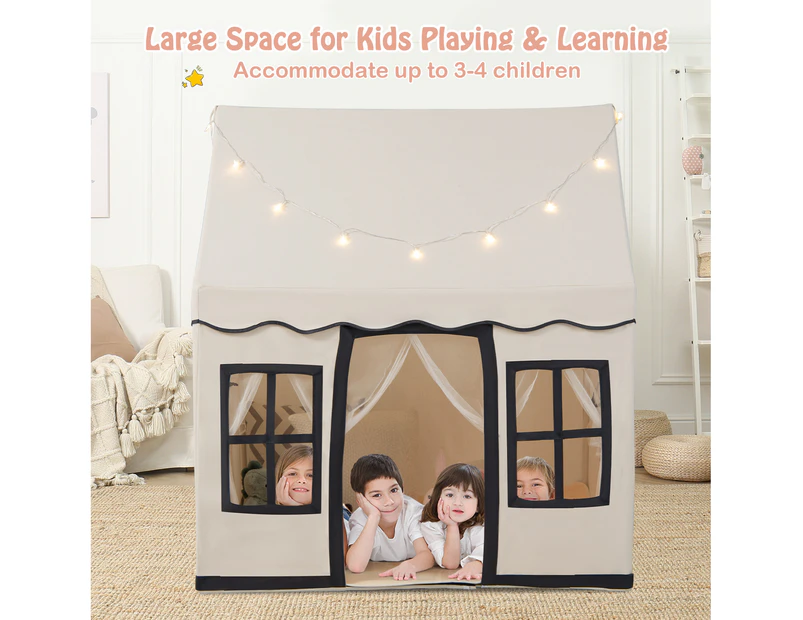 Costway Kids Play Tent Large Castle Playhouse Indoor Toys w/Star Lights & Washable Mat Girls Boys Gifts