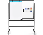 Costway 120x90cm Magnetic Whiteboard Mobile Office Dry Erase Board Double-Sided School w/Height Adjustable Stand