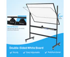 Costway 120x90cm Whiteboard Mobile Office Dry Erase Board Double-Sided School w/Height Adjustable Stand