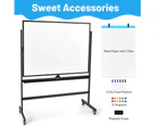 Costway 120x90cm Magnetic Whiteboard Mobile Office Dry Erase Board Double-Sided School w/Height Adjustable Stand