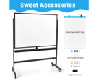 Costway 120x90cm Whiteboard Mobile Office Dry Erase Board Double-Sided School w/Height Adjustable Stand