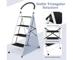 Costway 4-Step Folding Ladder Portable Step Stool Steady Stepladder Steel Home Garage w/Anti-Slip Pedal Hand Grip