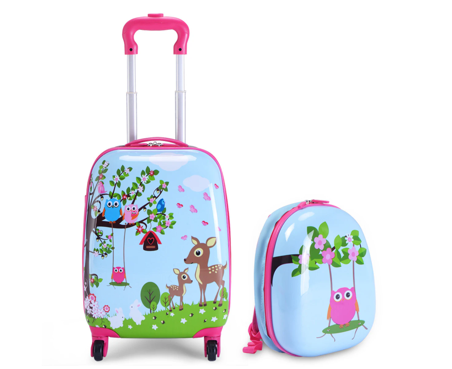 Costway 2PC Suitcase Set 16" Suitcase & 13" Backpack Travel Trolley Carry on Bag for Schooling Traveling