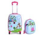 Costway 2PC Kids Suitcase Set 16" Suitcase & 13" Backpack Travel Trolley Carry on Bag for Schooling Traveling