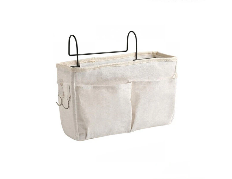 Bedside Caddy Hanging Storage Bed Holder Couch Organizer Container Bag Pocket White