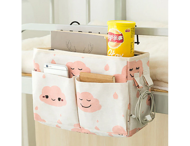 Bedside Caddy Hanging Storage Bed Holder Couch Organizer Container Bag Pocket Pink