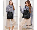 Women Soft Leather Backpack Antitheft Rucksack Ladies Shoulder Bag Medium--Black