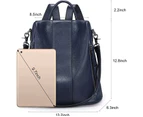 Women Ladies Leather Backpack Antitheft Rucksack Shoulder Bag--Blue