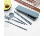 Sunshine 4Pcs/Set Flatware Sets Creative with Case Plastic Portable Spoon Fork Sets for Kitchen-Blue