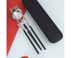Sunshine 3Pcs/Set Spoon Anti-deform Rust-proof Stainless Steel Portable Flatware Set for Home-Black