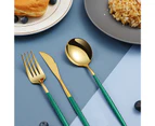 Sunshine 4Pcs/Set Stainless Steel Cutter Fork Spoon Chopstick Tableware Kitchen Supplies-Green + Golden