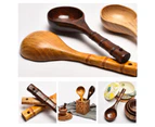 Sunshine Japanese Style Hand Carved Heat-Resistant Wooden Spoon Bamboo Long Handle Rice Spoon Kitchen Tools-Wooden Color
