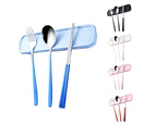 Sunshine Tableware Portable Travel Picnic School Spoon Fork Chopsticks with Storage Box-Silver