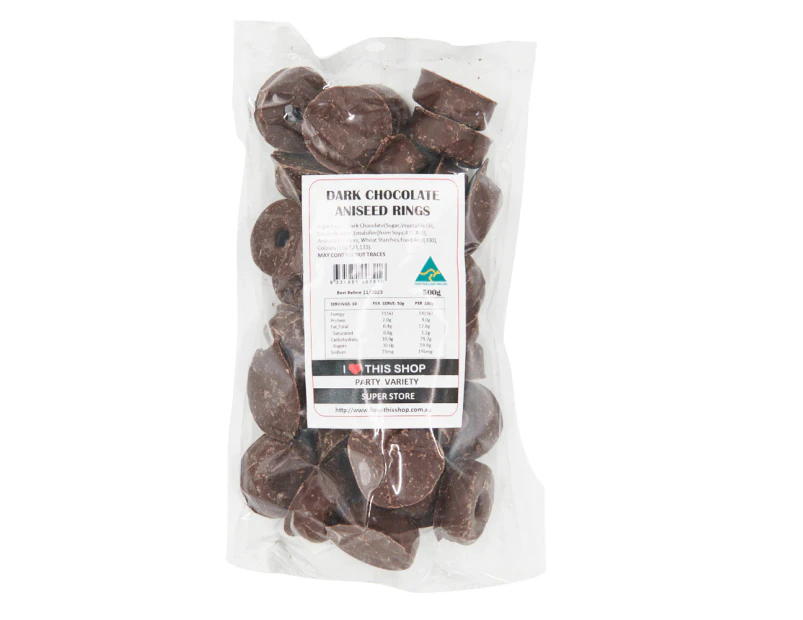 400g Dark Chocolate Aniseed Rings