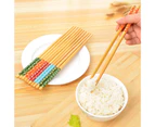 10 Pairs Floral Print Chopsticks Good Grip Food Grade Eco-friendly Eating Reusable Chinese Classic Wooden Chopsticks for Dining Room-Dark Blue