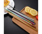 1 Pair Anti-scalding Chopsticks Color-plated Reusable Rust Proof High-Temperature Resistant Anti-slip Metal Chopsticks for Canteen-Black