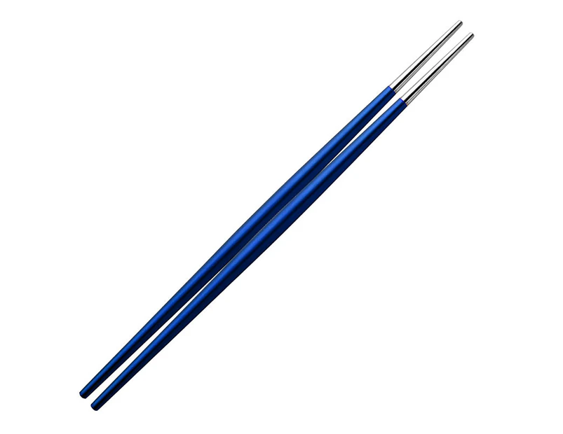 Sunshine 1 Pair Chopsticks Reusable Non-Slip Anti-Corrosion Japanese Style Chinese Chopsticks for Kitchen-Blue Silver