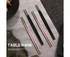 Sunshine 1 Pair Chopsticks Reusable Non-Slip Anti-Corrosion Japanese Style Chinese Chopsticks for Kitchen-White Silver