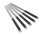 Sunshine 1 Pair 24cm Portable Reusable Stainless Steel Anti-slip Splicing Chopsticks-Black + Silver