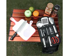 9PCS Camping Utensils Tableware Bag Picnic Cutlery Set Travel Pouch