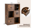 Giantex 3-Tier Bookshelf Storage Organizer w/3 Cubes & Drawers Modern Display Shelf Rustic Brown