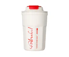 390ml Vacuum Flask Heat Resistant Good Grip Stainless Steel Letters Print Coffee Mug Travel Supplies - White