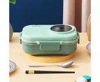 1 Set Lunch Container Eco-friendly Leak-proof 304 Stainless Steel 4 Compartment Food Storage Container for Children - Green