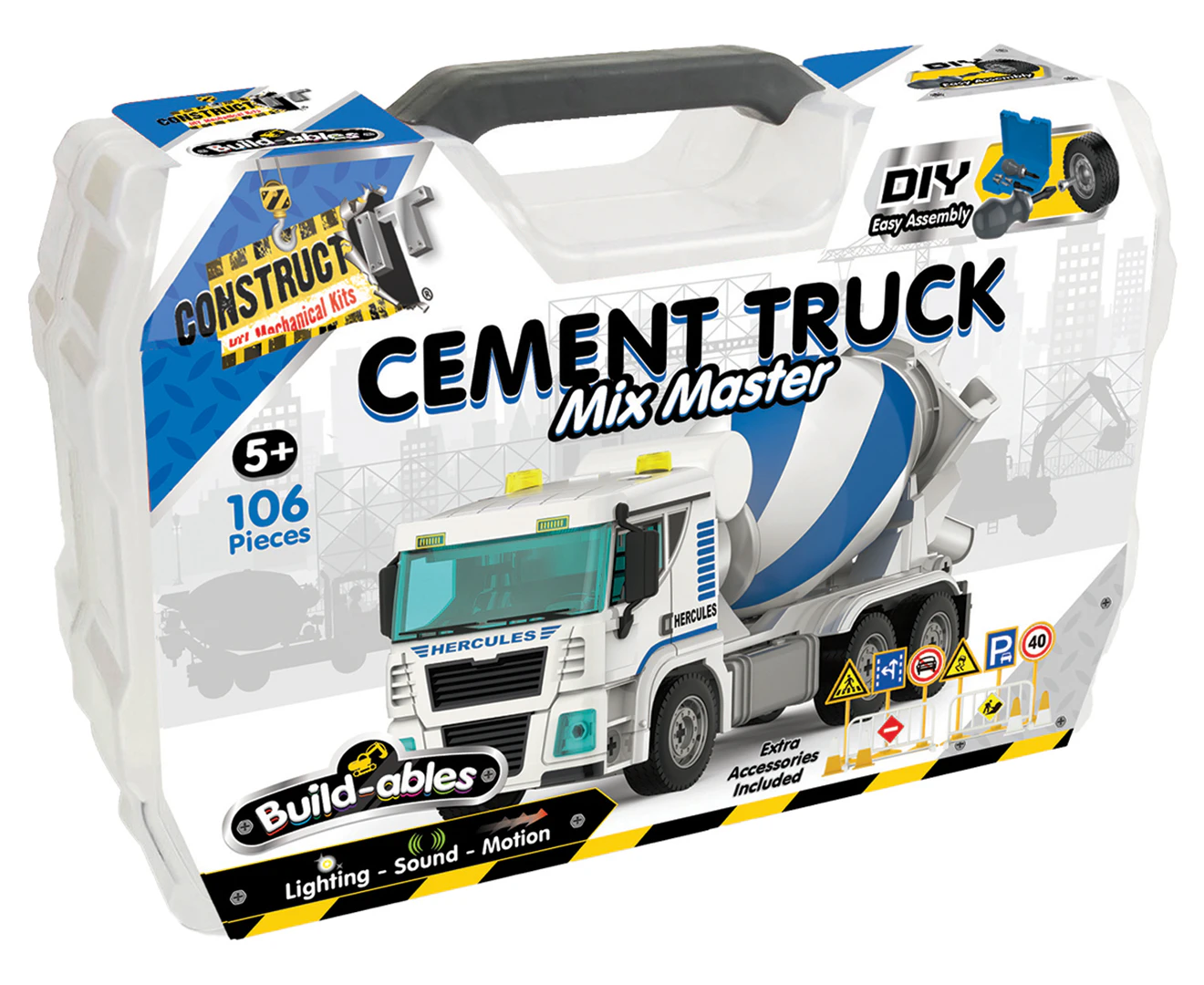 106pc Construct IT Buildables Cement Truck DIY Toy Set w/ Case Build Kit Kids 5+