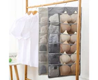 Fufu Double Side Socks Bra Underwear Wall Hanging Storage Bag Wardrobe Home Organizer-Grey-36 Grid