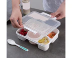 Lunch Boxes 5 Grids Food Grade Plastic Heat Resistant BPA Free Food Storage Containers for Work - White