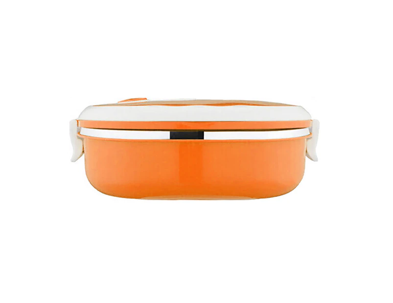Lunch Box Shatterproof Leak-Proof Stainless Steel Food Container with Arch Handle for School - Orange Single Layer