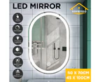 Viviendo 40cm x 100cm Oval LED Mirror Anti-Fog Wall Mounted Bathroom Vanity Dimmable LED Light with Touch Switch