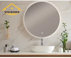 Viviendo 60cm Round LED Mirror Anti-Fog Wall Mounted Bathroom Vanity Dimmable LED Light with Touch Switch