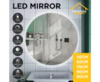 Viviendo 70cm Round LED Mirror Anti-Fog Wall Mounted Bathroom Vanity Dimmable LED Light with Touch Switch